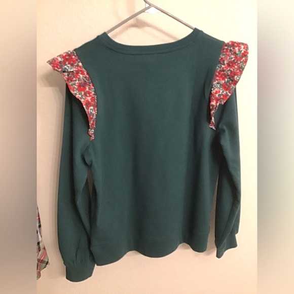 J. CREW, Women's Ruffle Shoulder Sweatshirt- NWT- Size M - Color Academic Greens - Picture 8 of 8